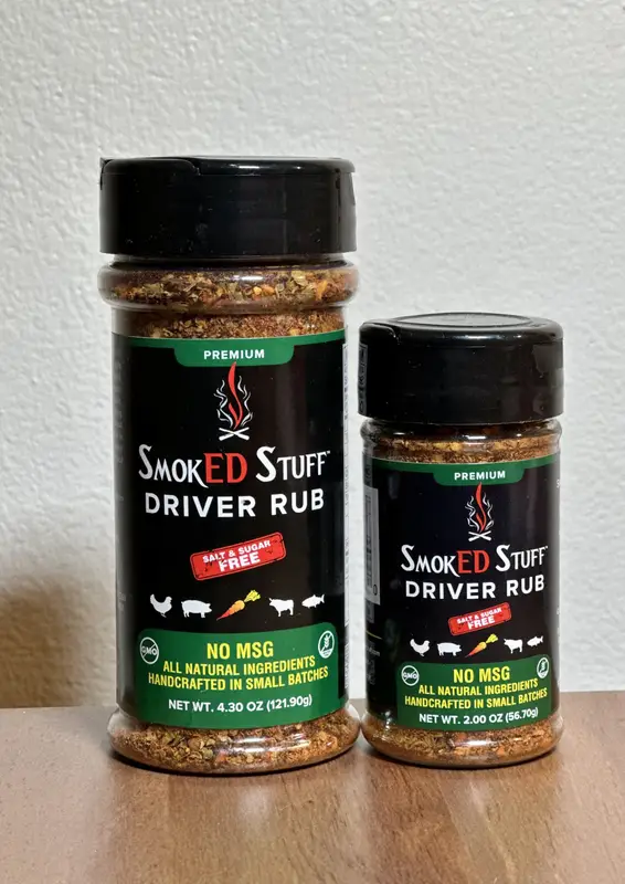 SmokED Driver Rub large and small shakers – salt-free all-purpose BBQ rub